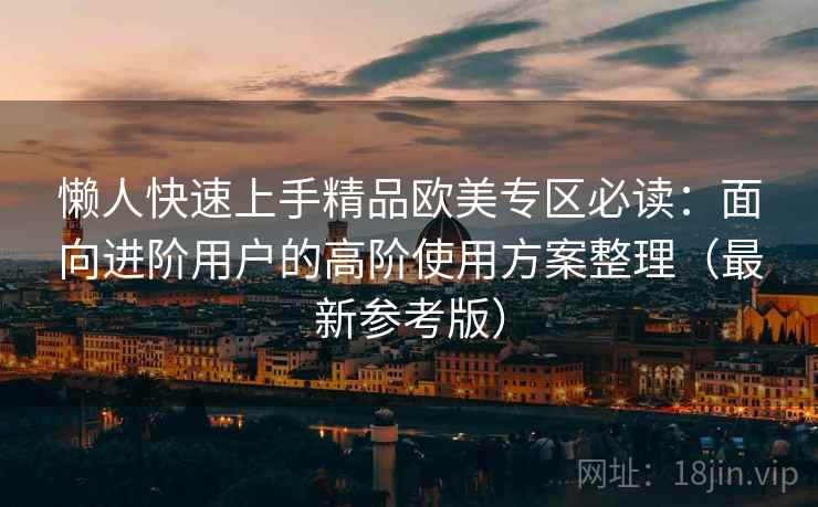 懒人快速上手精品欧美专区必读：面向进阶用户的高阶使用方案整理（最新参考版）